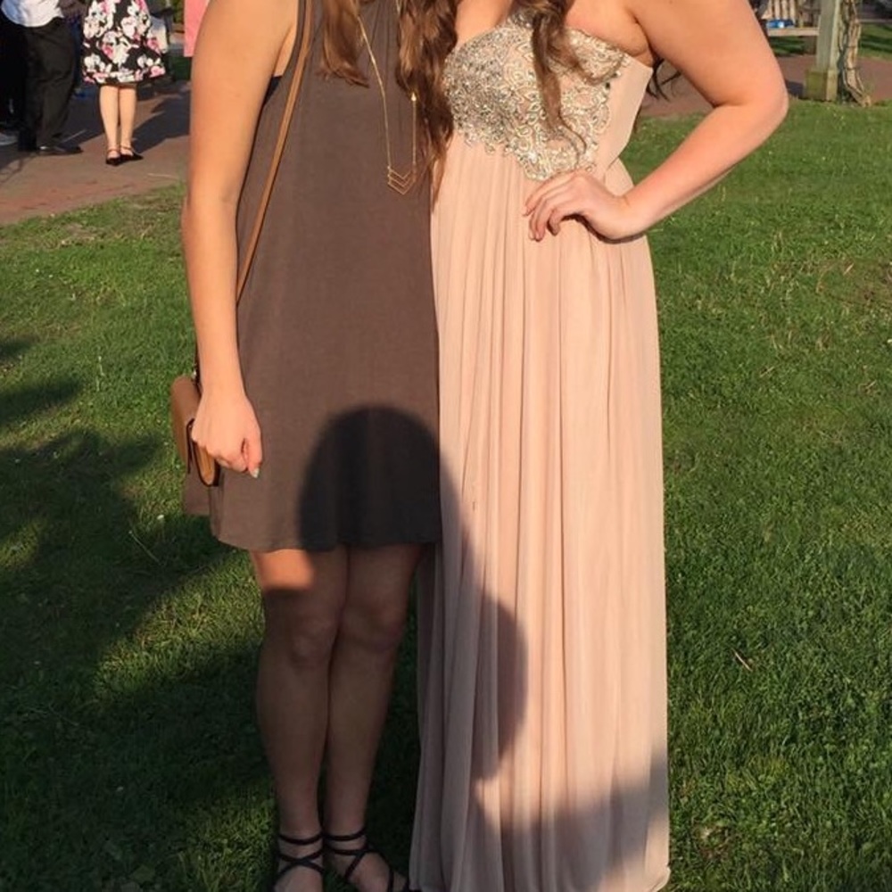 Tan/light pink prom dress